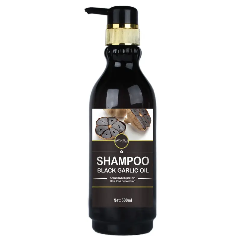 Private Label Custom Logo Anti Haaruitval Zwarte Knoflook Extract Organische Keratine Zwarte Knoflook Shampoo Voor Haargroei