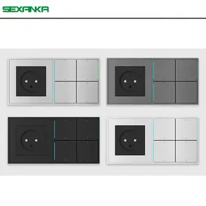 KNX EIB Smart Home Automation System Hotel Push Button Panel Metal Smart Wall Switch Socket