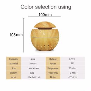 Mini humidificador USB para coche con efecto de iluminación hermoso, difusor de grano de madera de niebla fría con diseño sagrado - Product Image 2