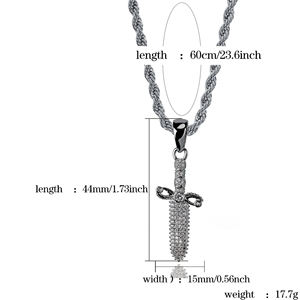Kalung liontin indah pisau pedang CZ pria antik Punk kalung liontin yang menawan perhiasan Hiphop perhiasan pengendara sepeda batu zirkonia penuh - Product Image 6