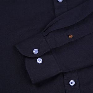 De los hombres de manga larga CASUAL botón abajo camisa de vestir ropa de sólido <span class=keywords><strong>azul</strong></span> <span class=keywords><strong>marino</strong></span> color de verano transpirable - Product Image 5