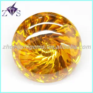 high quality round shape yellow artificial topaz gem stone