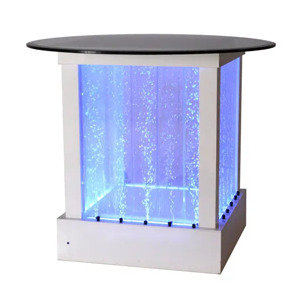 Mesa de burbujas de agua acrílica blanca con luces led cambiables, muebles de partición para el hogar