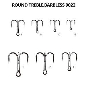 wholesale round treble barbless high carbon steel treble hooks