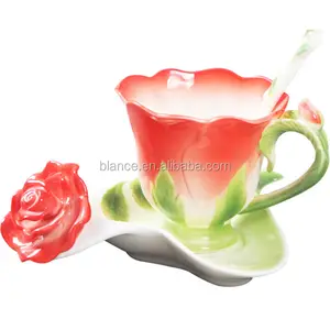 3d flower mug in flower coffee mug for Valentine's Day porcelain and ceramic dinner set rose