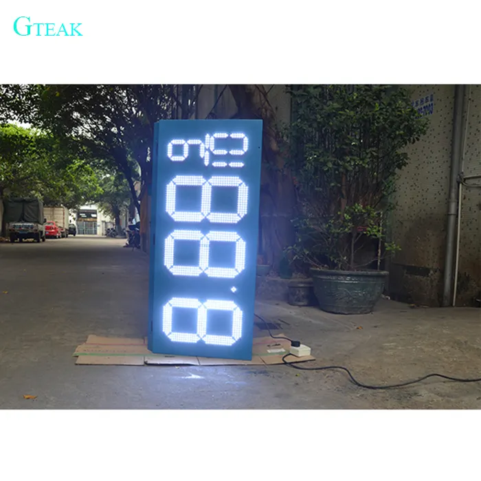 Shenzhen Guangzhou Tankstation Prijs Board Rood Wit Blauw Groen 7 Segment Digitale Led Gas Prijs Teken Voor Gas Station
