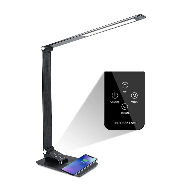 2020 חדש LED Qi מטען אלחוטי מנורת שולחן עם USB טעינת יציאת מגע בקרת העין-אכפתיות שולחן מנורות עבור בית משרד