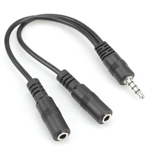 Customized 3.5mm Y Splitter 1 Male to 2 Female Audio Cable with Gold Plated Connectors Shielded for Car Stereo PC OEM Service