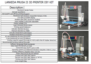 Reprap Prusa I3 écran 3D Printer Kit LCD auto-assemblage de filaments 1.75mm - Product Image 3
