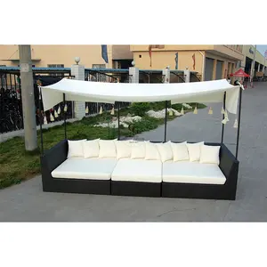 Hasır Rattan gün yatak açık veranda Daybed açık plaj yatak yüzme havuzu şezlong tüm hava şezlong