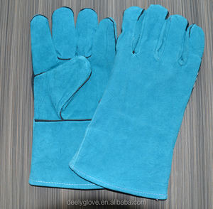 Red match cow leather welding gloves utility, one piece <span class=keywords><strong>the</strong></span> my back - Product Image 3