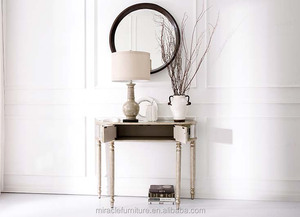 Modern Designer Project Order Vintage Gold Half <strong>Round</strong> Mirror <strong>Console</strong> <strong>Table</strong> With <strong>Round</strong> Wall Mirror for Home Hotel Furniture - Product Image 5