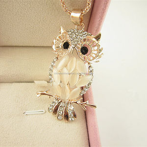 2015 yeni sıcak satış moda opal kristal baykuş kolye hayvan kolye - Product Image 2
