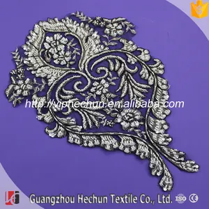 HC-1998 Tulle Textile Design 100 % Handwork Embroidery Designs Lace Applique Bridal with Bead