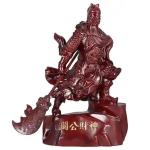 Red color Kuan Kong Guan Yu Figurine Holding Guan Dao