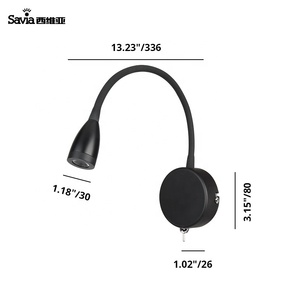 Lampada <span class=keywords><strong>da</strong></span> <span class=keywords><strong>Lettura</strong></span> a LED 3W con Collo d'Oca Flessibile e Regolabile, Applique Moderna <span class=keywords><strong>da</strong></span> Parete per Camera <span class=keywords><strong>da</strong></span> <span class=keywords><strong>Letto</strong></span>, Testiera e Hotel - Product Image 5