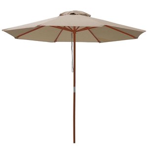 9ft En Bois Extérieur Patio Table Parapluie Poulie Marché Jardin Cour Plage Pont Café Décor Parasol pour King St. <span class=keywords><strong>Pau</strong></span> - Product Image 1