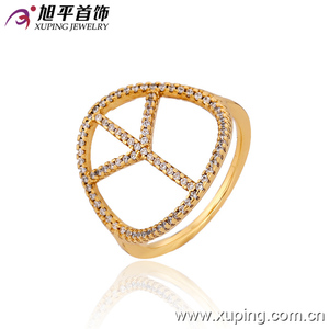 12769 Xuping 18k color <span class=keywords><strong>oro</strong></span> salvaje anillo retro signo de la paz con micro estrás blancos para mujeres - Product Image 4