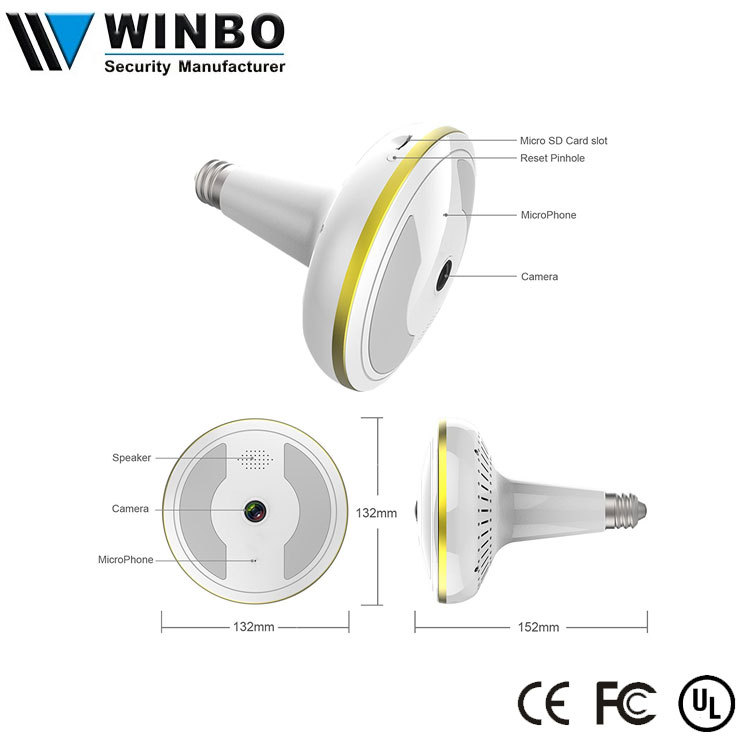 1080 P Sans Fil IP Caméra Ampoule Lumière FishEye Maison Intelligente CCTV 3D 360 degrés VR Caméra 2MP WiFi