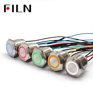 FILN 22mm waterproof Push Button ring led red blue green momentary on off push button switch with wire