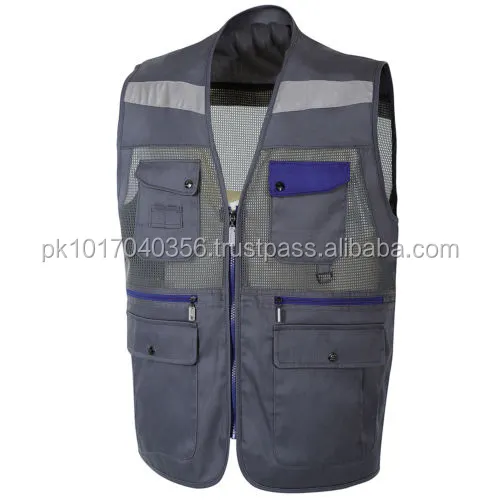 Men's Working Tool Vest 2022 Custom Logo Construction High Visibility Reflective Safety Vest