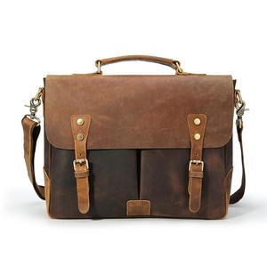 Tiding-Bolso de piel de vaca Crazy Horse para hombre, maletín de <span class=keywords><strong>cuero</strong></span> de grano completo - Product Image 1