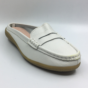 Wholesale <strong>White</strong> Leather <strong>Ladies</strong> and Women <strong>Loafers</strong> Casual Flat Shoes Summer Female Shoes - Product Image 4