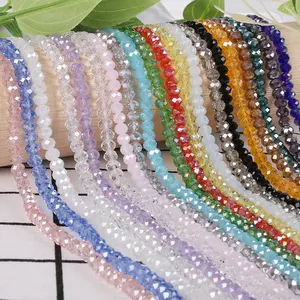 Bán Buôn 145 Cái/lốc Mix 25 Colors 4 Mét Mặt Hạt Thủy Tinh Crystal Hạt Loose Spacer Hạt Đối Necklace Jewelry Làm