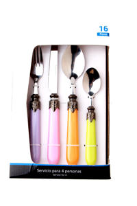 Cổ điển Bạc 24 cái mẹ của ngọc trai thiết lập dao kéo với tay cầm màu trắng - Product Image 3