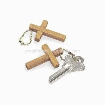 Vendite calde di nuovo modo China prodotto all'ingrosso mini pendente di fascino del mestiere di legno portachiavi Gesù croce regalo personalizzato portachiavi in legno