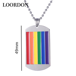 LOORDON esmalte clásico <span class=keywords><strong>Gay</strong></span> bandera Arco Iris Dogtag colgante-LGBT <span class=keywords><strong>Gay</strong></span> <span class=keywords><strong>y</strong></span> lesbiana orgullo collar - Product Image 2