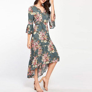 OEM <span class=keywords><strong>Services</strong></span> floral robes femmes lady professionnel, mode tendance femelle dernières été robe 2018 - Product Image 5