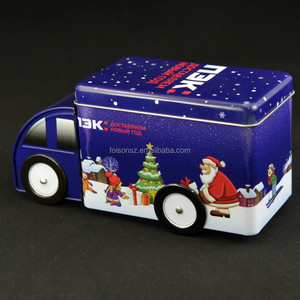 Boîtes en étain pour cadeaux de Noël, boîtes à biscuits en forme de camion, boîtes en étain personnalisées avec impression - Product Image 3