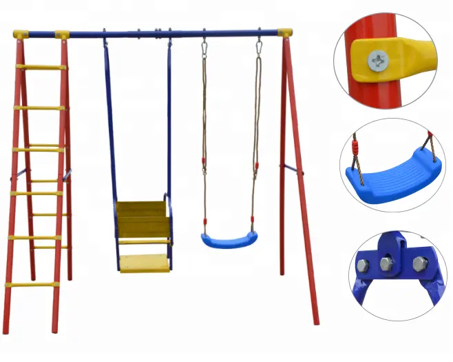 Fitting sport spielplatz kinder metall schaukel komplettes set mit sitz, stuhl und klettern leiter original fabrik