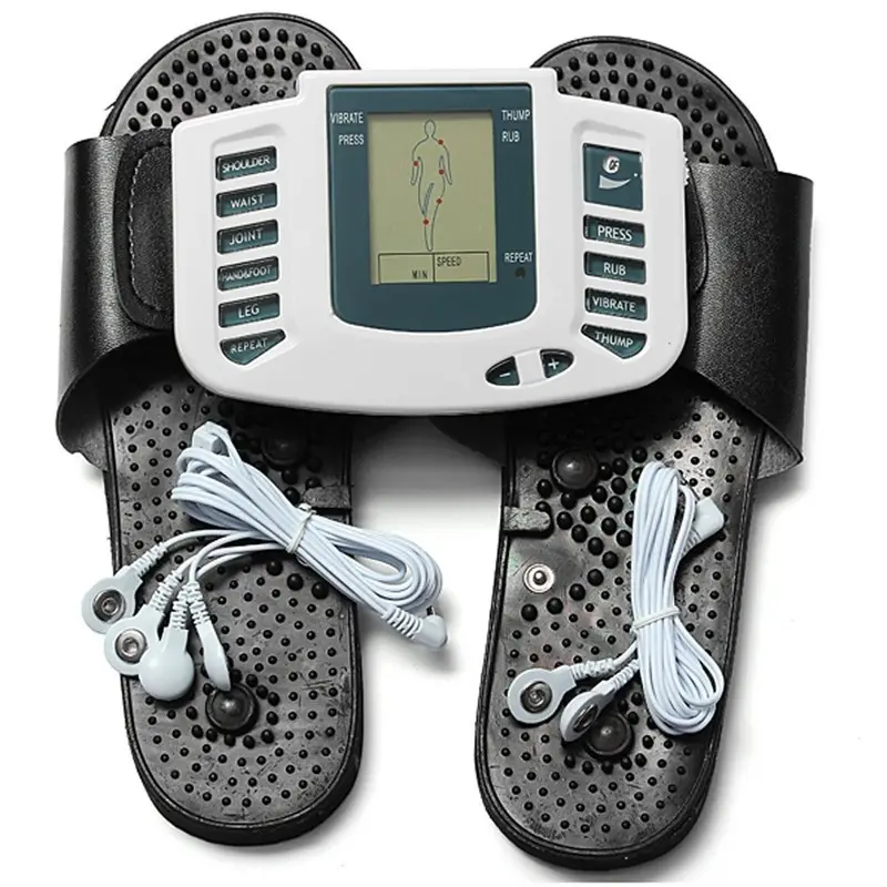 電子フットマッサージems刺激靴電気理学療法鍼治療スリッパ付き10ユニットパルスマッサージャー