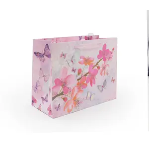 Sacchetto del regalo di carta del sacchetto della spesa della carta del regalo di lusso stampato abitudine di bello stile Extra Large della farfalla per il regalo di nozze
