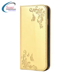 China Seluler Aksesoris Gaya Dompet Kulit Cell Phone Case Bunga Butterfly Printing Sublimasi Cover untuk iPhone 7 Case