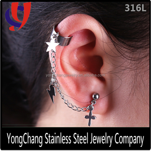 Fresco estilo de <span class=keywords><strong>rock</strong></span> and roll de acero quirúrgico cartílago earring mejor diseño aretes - Product Image 1