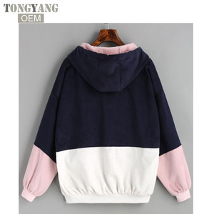 Giacca Invernale TONGYANG in Velluto a Coste con Cappuccio, Blocchi di Colore, Coulisse, Tasche Applicate, Spessa e Basica per <span class=keywords><strong>Donna</strong></span> - Product Image 4