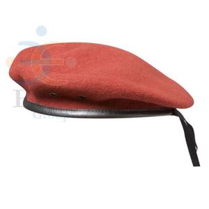 Bérets de style formel en coton 100% écologiques, brodés à la main, motif uni, rouge bordeaux, OEM, vente en gros - Product Image 1