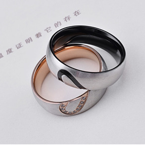 Anillo de boda de acero inoxidable para hombre y mujer, sortija con corazón, CZ, promesa - Product Image 3