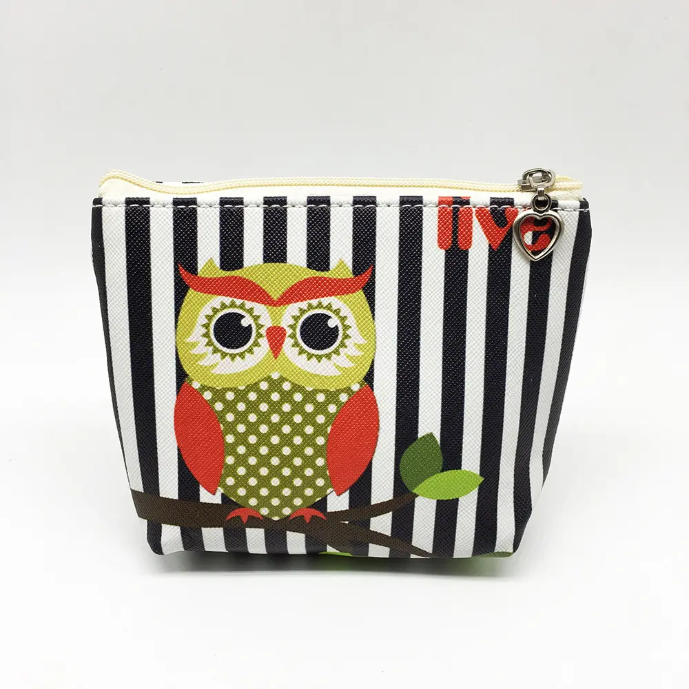 Sıcak satış el yapımı özelleştirilmiş şerit sikke çanta güzel hayvan tasarım bozuk para cüzdanı sevimli baykuş tasarım fermuar cüzdan