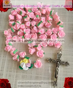 Pink catholic Rosary ,beautiful Soft Cerami beads rose rosary, flower bead rosary