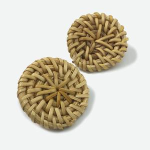 HANSIDON Bohemian Wood Straw Rattan Trendy Women's Elegant Circular <strong>Handmade</strong> Weaving Stud <strong>Earrings</strong> New Hot Sale Jewelry for - Product Image 6