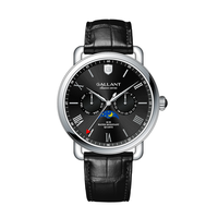 Montre-bracelet de luxe à mouvement à quartz en acier inoxydable avec bracelet en cuir Montre pour homme