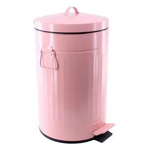 彩色粉末涂料浴室垃圾箱移动式金属脚踏板垃圾箱，带塑料内桶