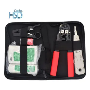 Professional Network Tool Kits multi Crimper Cuts Strips RJ45 Crimp including network cable tester Crimper Tool kit 5 in 1