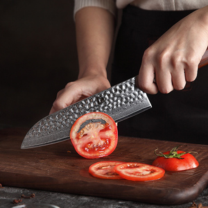 <span class=keywords><strong>Couteau</strong></span> <span class=keywords><strong>de</strong></span> cuisine Santoku <span class=keywords><strong>en</strong></span> <span class=keywords><strong>acier</strong></span> <span class=keywords><strong>Damas</strong></span> ultra-affûté <span class=keywords><strong>de</strong></span> 7 pouces avec manche <span class=keywords><strong>en</strong></span> bois <span class=keywords><strong>de</strong></span> rose naturel - Product Image 3