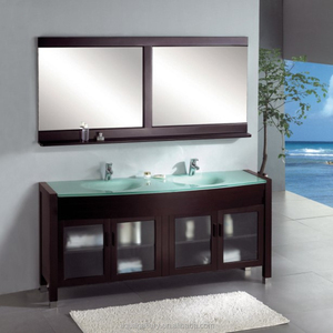 Mueble <span class=keywords><strong>de</strong></span> <span class=keywords><strong>Baño</strong></span> con Lavabo Doble <span class=keywords><strong>de</strong></span> <span class=keywords><strong>Vidrio</strong></span> Templado <span class=keywords><strong>de</strong></span> 72 Pulgadas con Base - Product Image 3