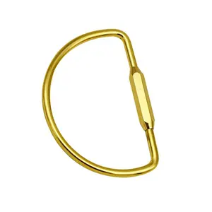 Solid Brass D Shape Small Metal Key Ring Outdoor Key Hooks Holder